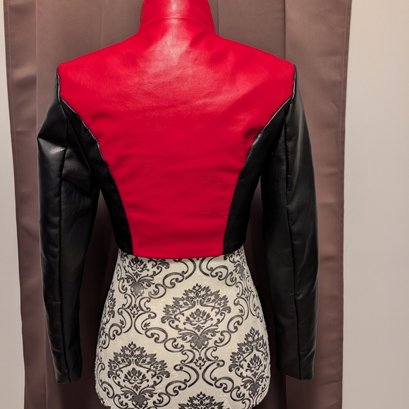 🖤 Red and Black Faux Leather Moto Jacket - Picture 4 of 6